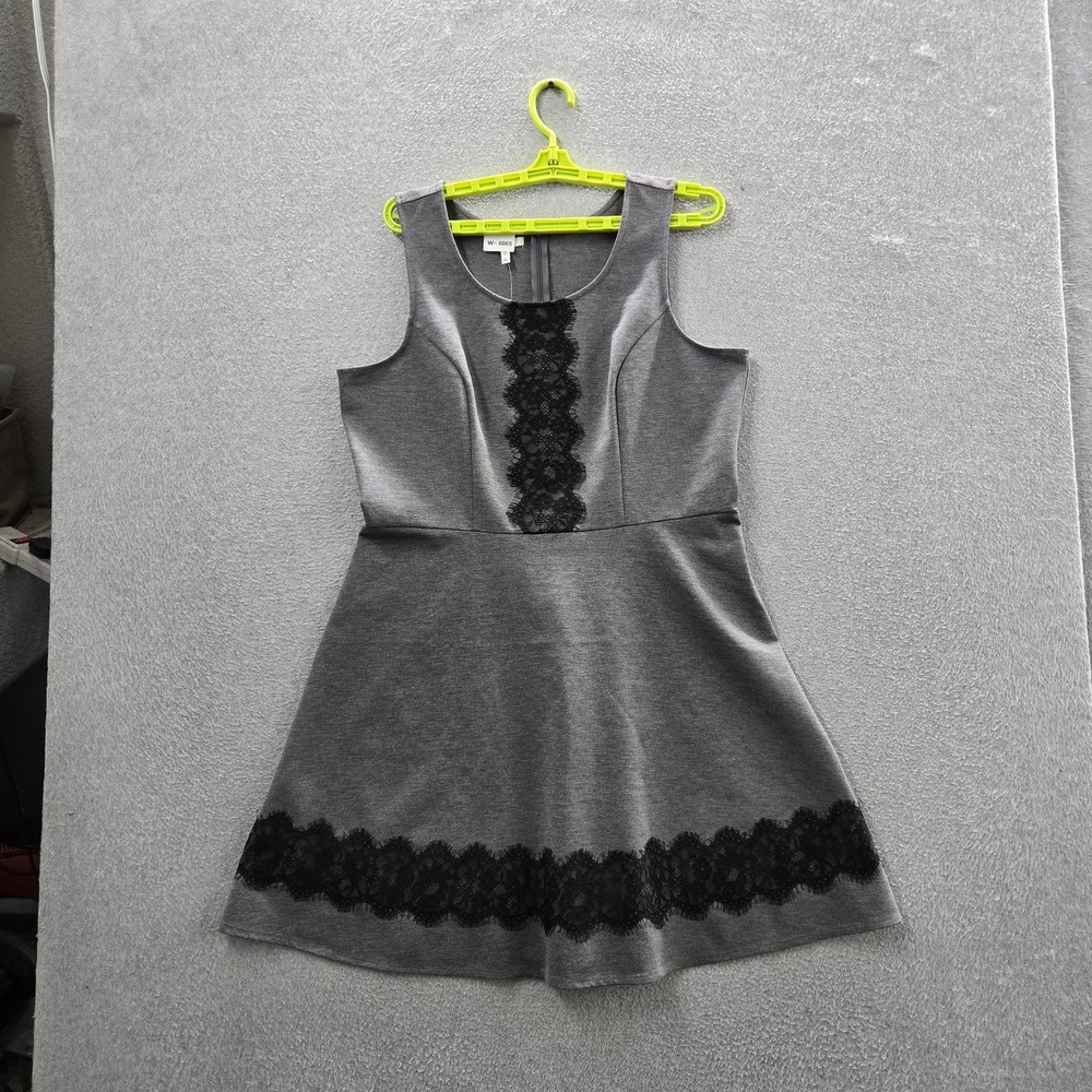 Maurices Women Dress XL Gray Fit & Flare Milkmaid Dress Lace Sleeveless NWT